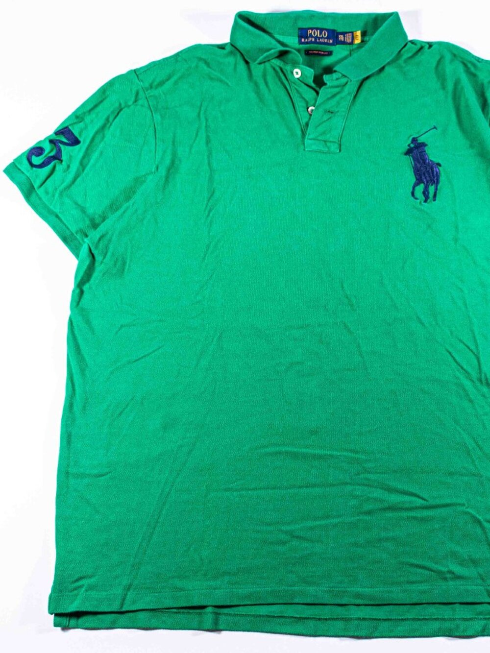 Polo Ralph Lauren Big Pony #3 Polo Shirt Mens XXL Custom Slim Fit Green 2XL